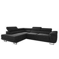 ECKSOFA ATOMIC Mit Schlaffunktion, Stoff Poso, Schwarz, Links - Schwarz, Holz (203/277cm) - Kaiser Möbel