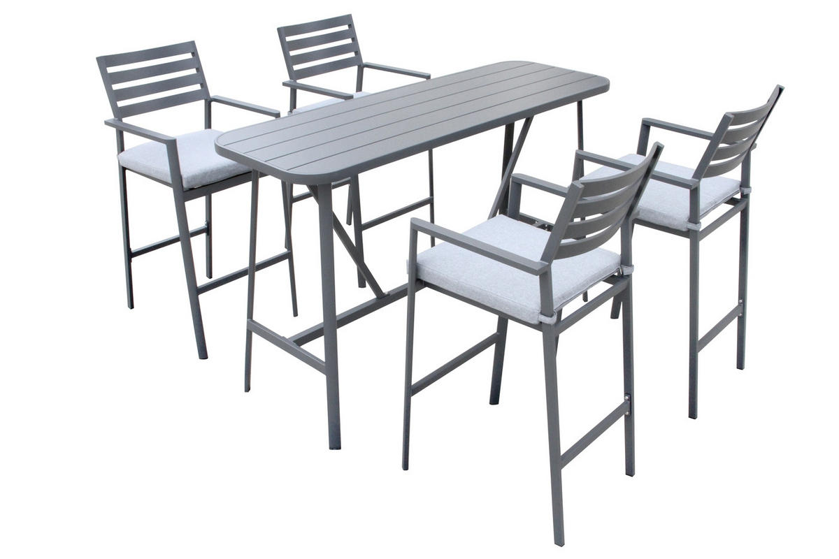 GARTENBARSET aus Aluminium 5-Teilig, anthrazit - Anthrazit, Metall - Giga Meubel