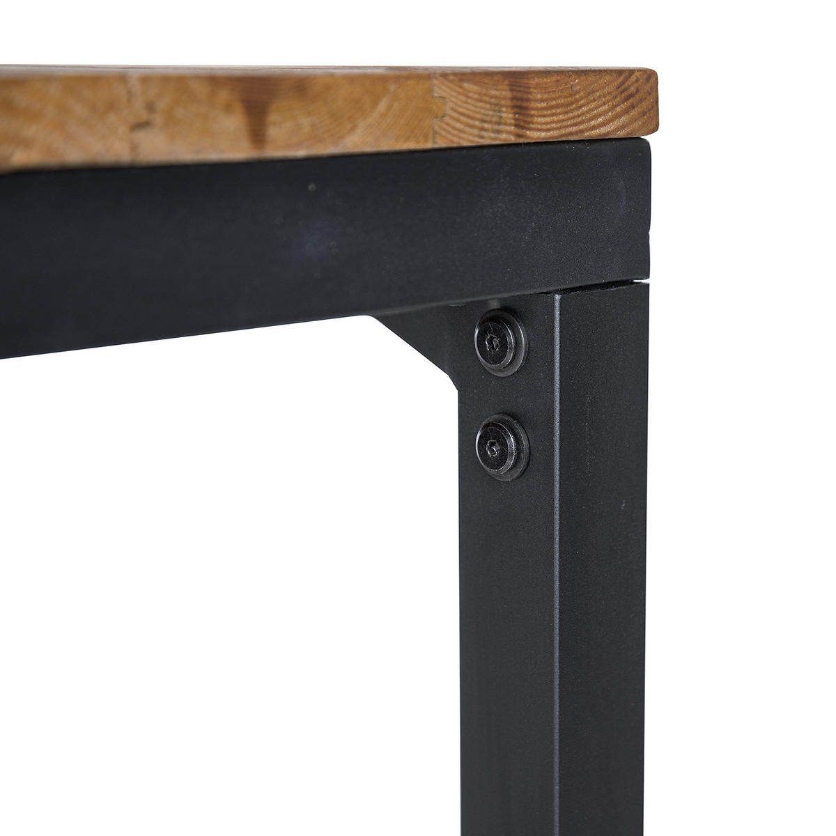 BARTISCH - Pinie massiv / Metall - Schwarz/Pinienfarben, Holz/Metall (70/70/105cm) - home24