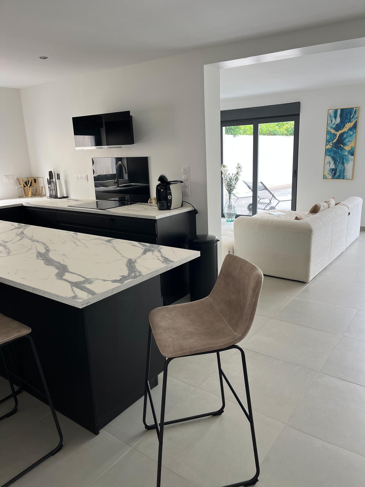 BARSTUHL 2er-Set Polsterbezug Beige Franks - Beige, Textil/Metall (46/99/46cm) - Beliani