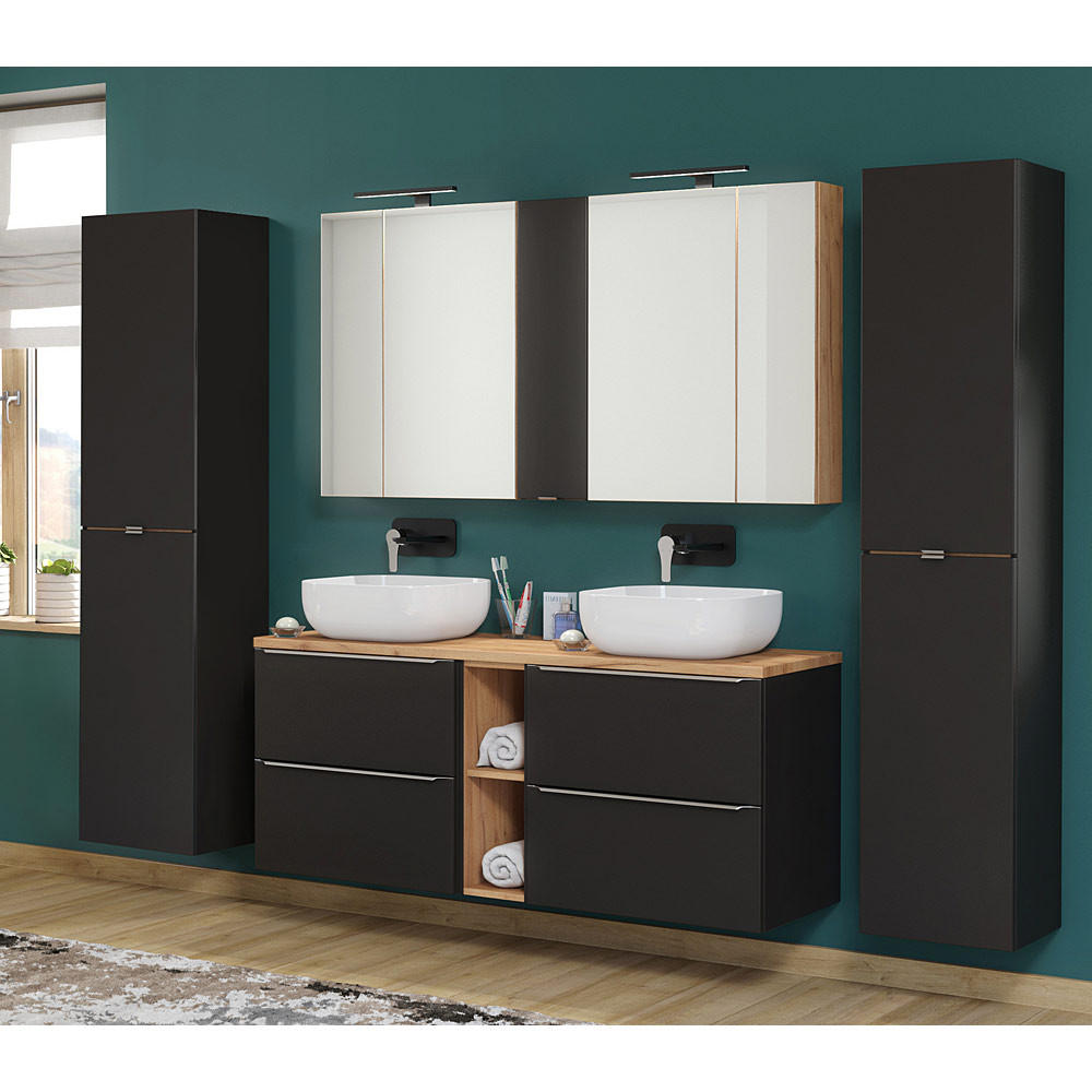 BADMÖBEL-SET 4-TLG. Toskana-56 - Anthrazit, Holzwerkstoff (250/190/46cm) - Lomado