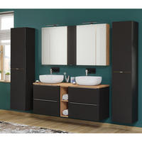 BADMÖBEL-SET 4-TLG. Toskana-56 - Anthrazit, Holzwerkstoff (250/190/46cm) - Lomado