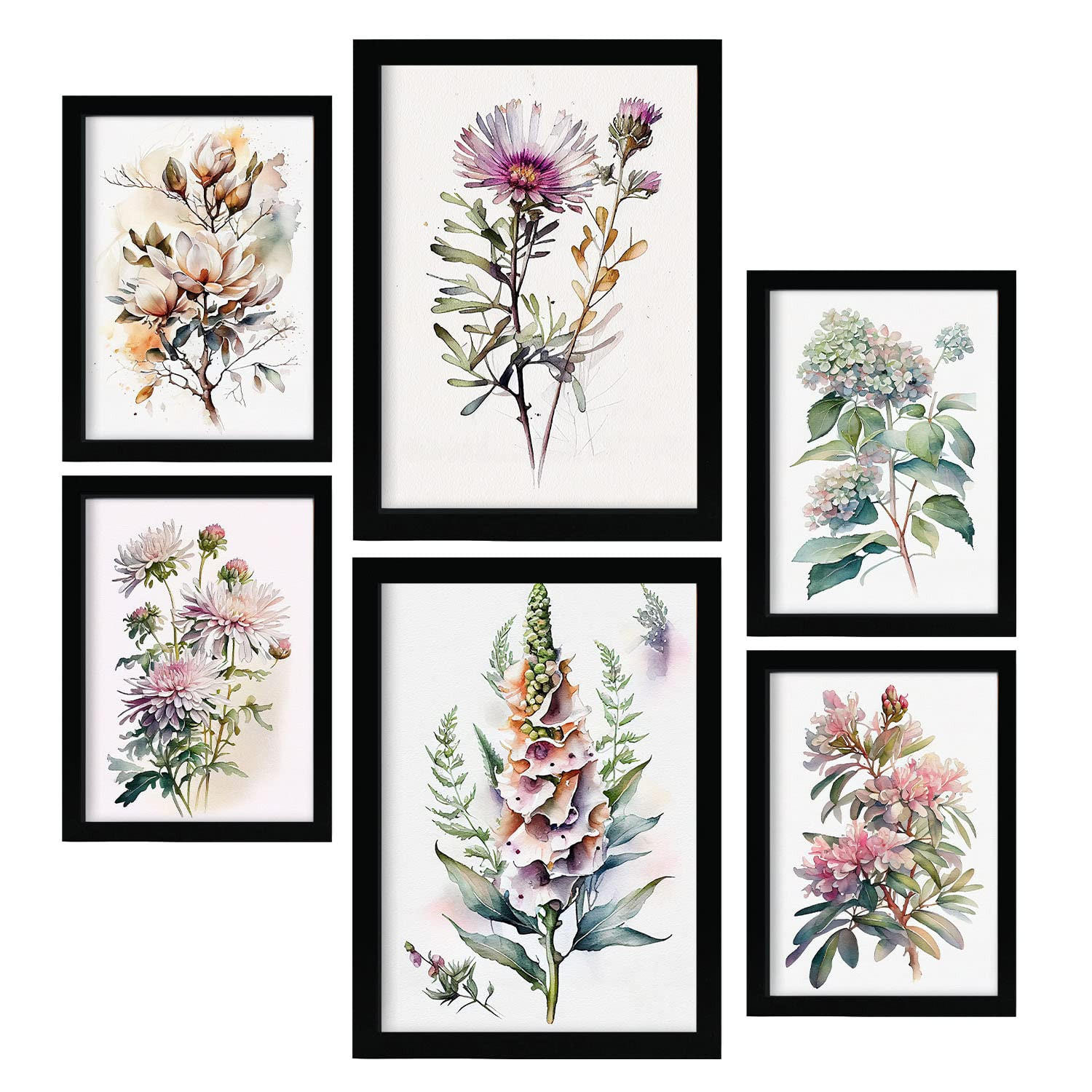 POSTER Set Mit 6 Waldblumen Vollfarbige Blumenmotiven A3 & A4 Rahmenlos - Klar, Papier (29/3cm) - Nacnic