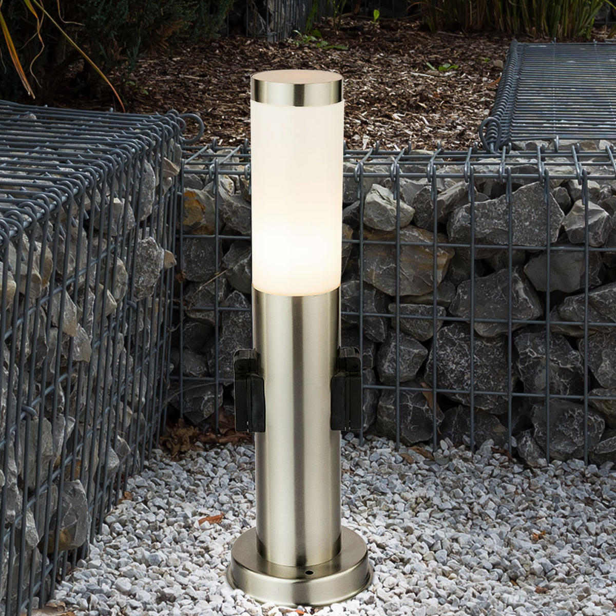LED STEHLAMPE Edelstahl Silber - Silberfarben, Kunststoff/Metall (7.6/7.6/45cm) - Globo Lighting