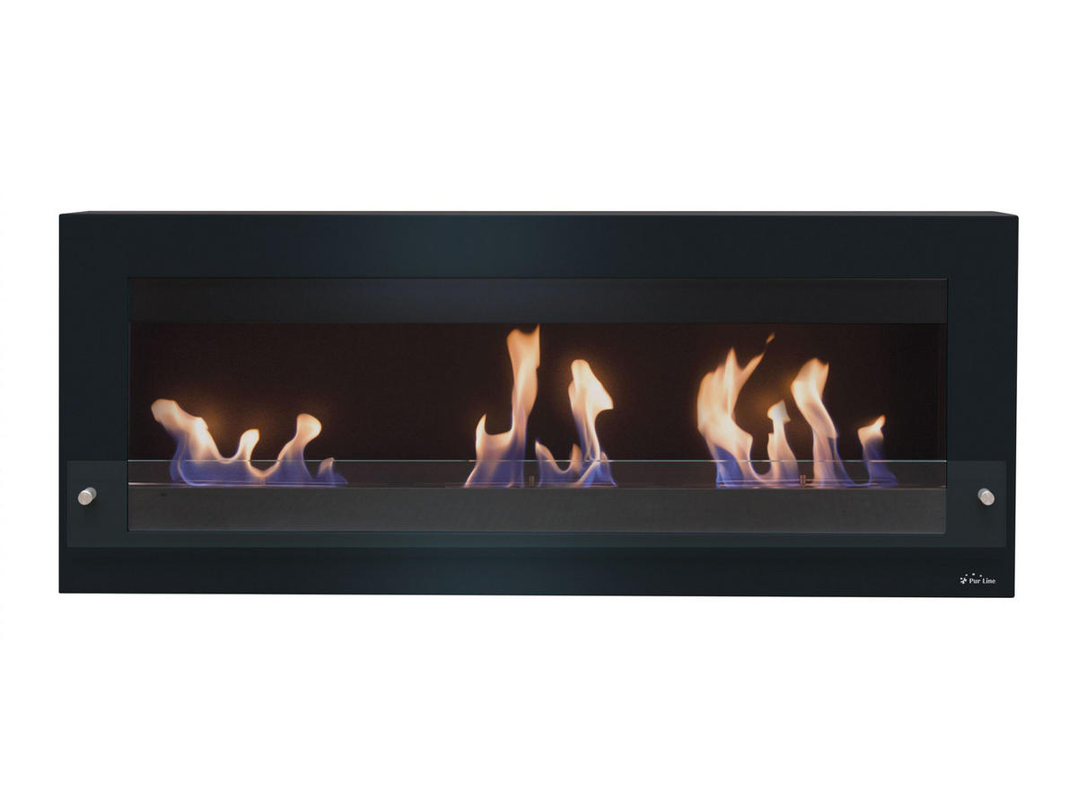 BIOETHANOL-KAMIN Schwarz Wandmodell inklusive 3.6 L Brennblock - Schwarz, Metall (136/54/21cm) - Purline