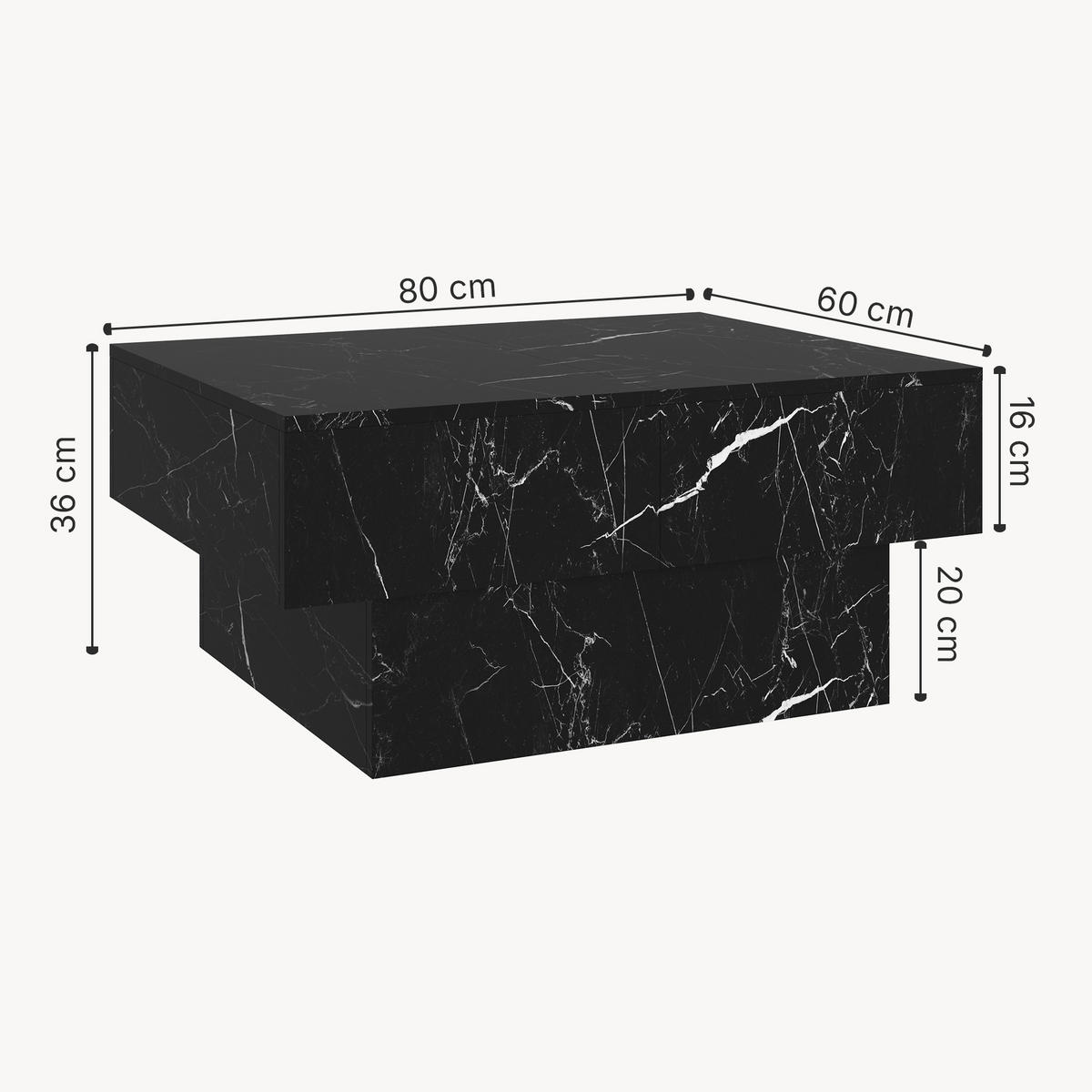 KONZOLOVÝ STOLEK Lens 80/60/36 cm - černá, kompozitní dřevo (60/80/36cm) - [en.casa]