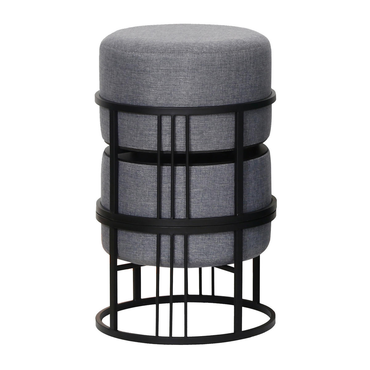 SADA STOLIČEK 2 KS Tas - černá/tmavě šedá, kov/kompozitní dřevo (38/38/38cm) - [en.casa]