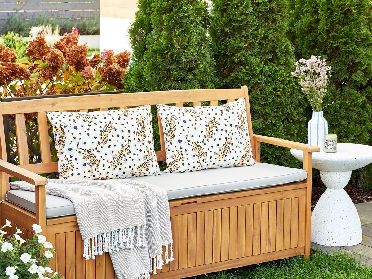 GARTENKISSEN 2er-Set Tigermotiv mehrfarbig 40/60 cm Arenzano - Multicolor, Textil (40/60cm) - Beliani