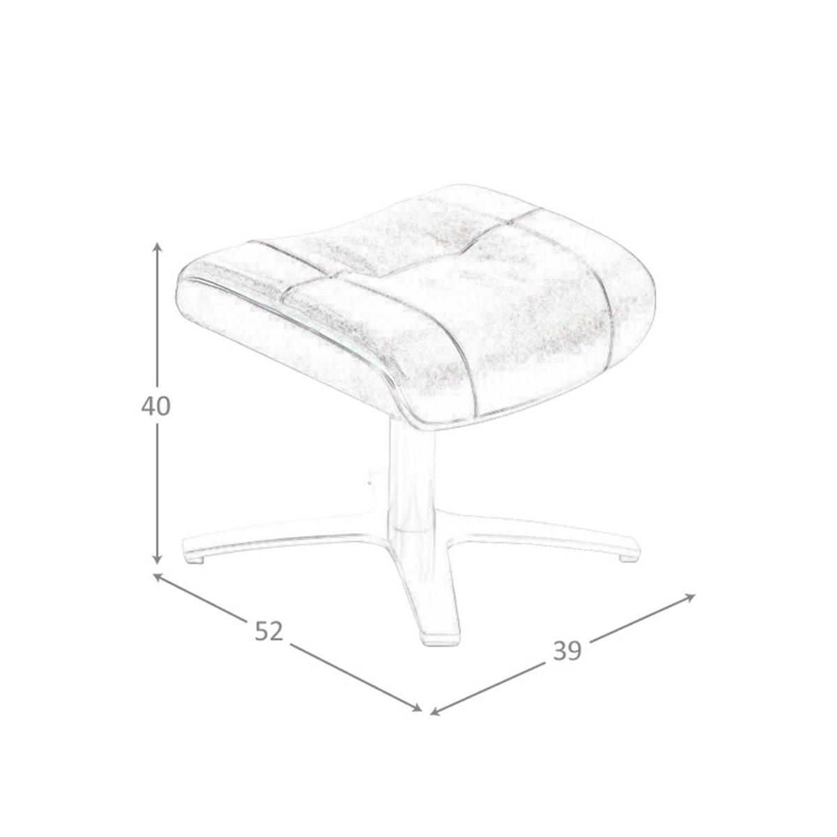 FUSSBANK Ottomane Leder schokoladenbraun 39/52/40 cm - Kastanienfarben/Rotbraun, Leder/Metall (39/40/52cm) - ANGEL CERDA