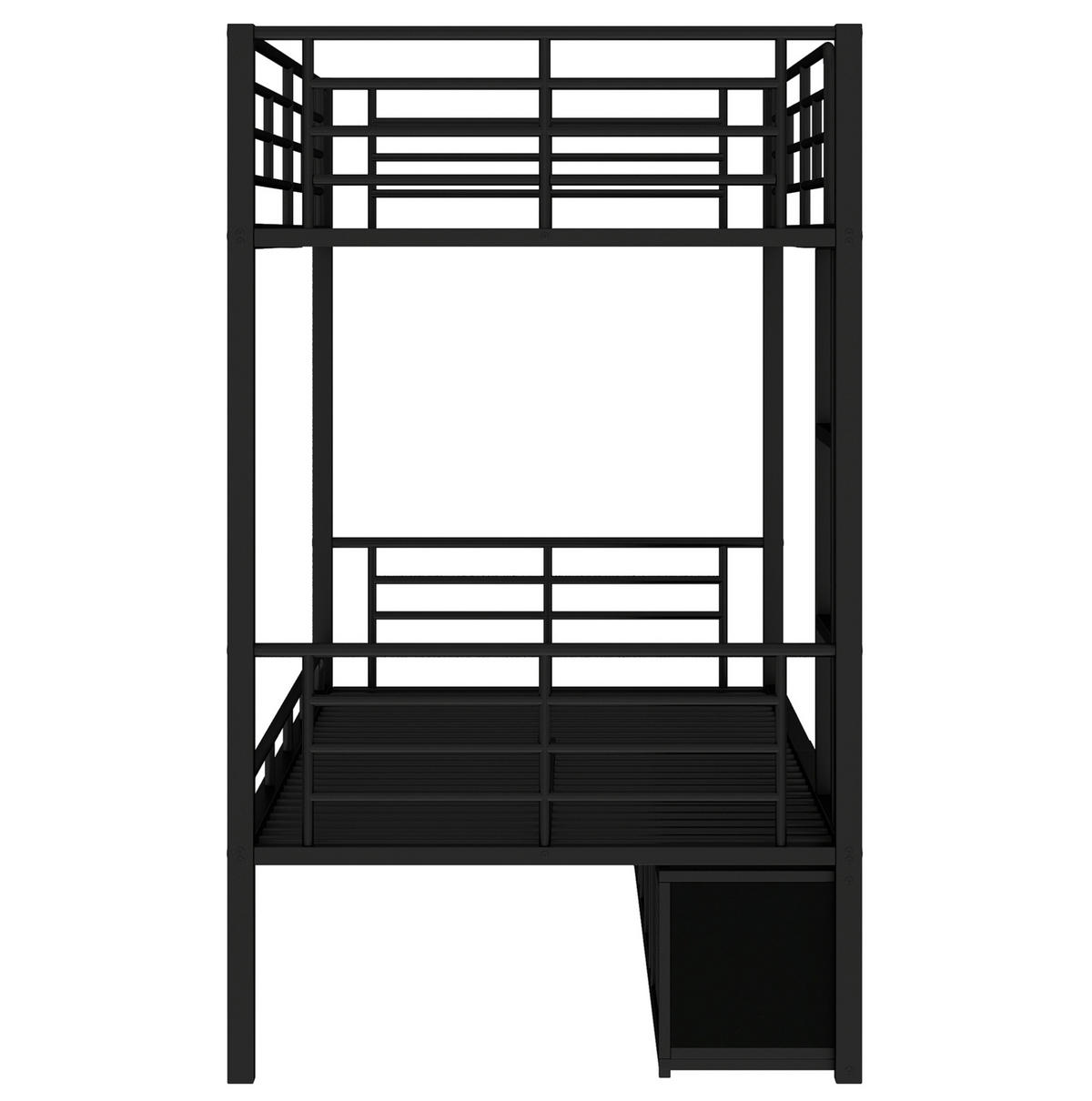 ETAGENBETT mit Schuhregal und 2 Schränken 90x200 cm Metall Schwarz - Schwarz, Metall (90/200cm) - Beauniv