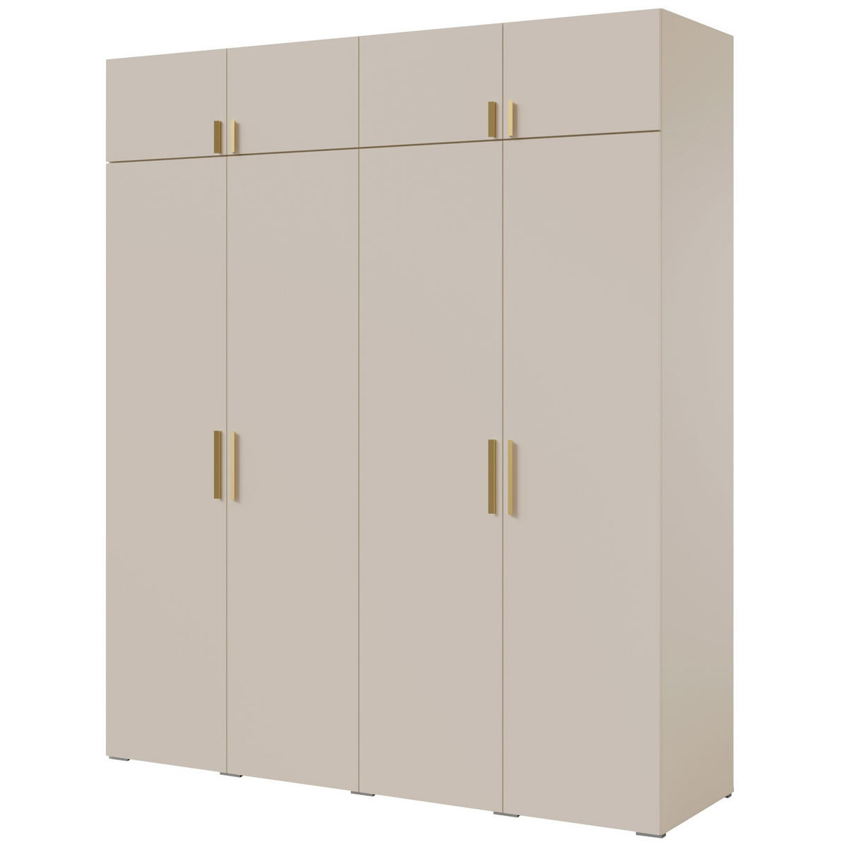 DREHTÜRENSCHRANK mit Aufsatz Napoli 4D 200 Kaschmir (schwarzer oder goldener Griff) - Kaschmir/Silberfarben, Holzwerkstoff/Kunststoff (200/35/60cm) - mzm24