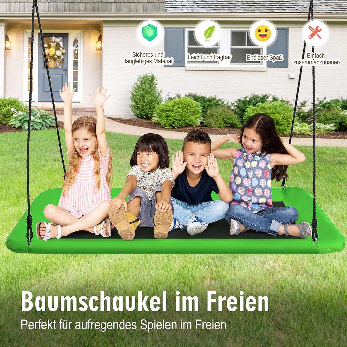 NESTSCHAUKEL Grün - Grün, Textil (150/180/80cm) - COSTWAY