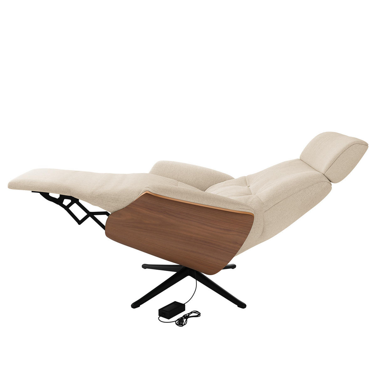 SESSEL - elektrisch verstellbar - Beige/Schwarz, Textil/Metall (83/110/88cm) - home24