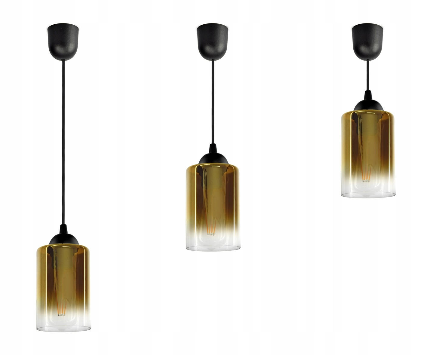 PENDELLEUCHTE GRAF - Transparent/Goldfarben, Glas/Metall (10/10/80cm) - kiki design