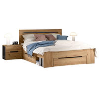 SCHLAFZIMMER Set 3-teilig Eiche Artisan, grau, Kombination mit Bett 140 x 200 cm und 2x Nachttisch - Eiche Artisan/Grau, Holzwerkstoff/Metall - Inn.Furn