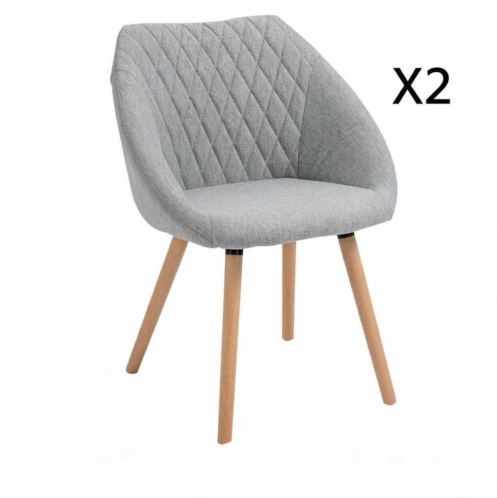 ESSSTUHL-SET mit Armlehnen 2er-Set ca. 60 x 56 x 79 cm Grau/Naturholz - Grau, Metall (56/79/60cm) - Meubliv