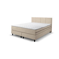 BOXSPRINGBETT Kansas, Polsterbett Maße: 140x200 cm, Farbe: Beige, Velourstoff, Doppelbett mit Bonell-Matratze H3 inkl. Topper - Beige, Holz/Kunststoff (140/200cm) - VENASI MÖBEL