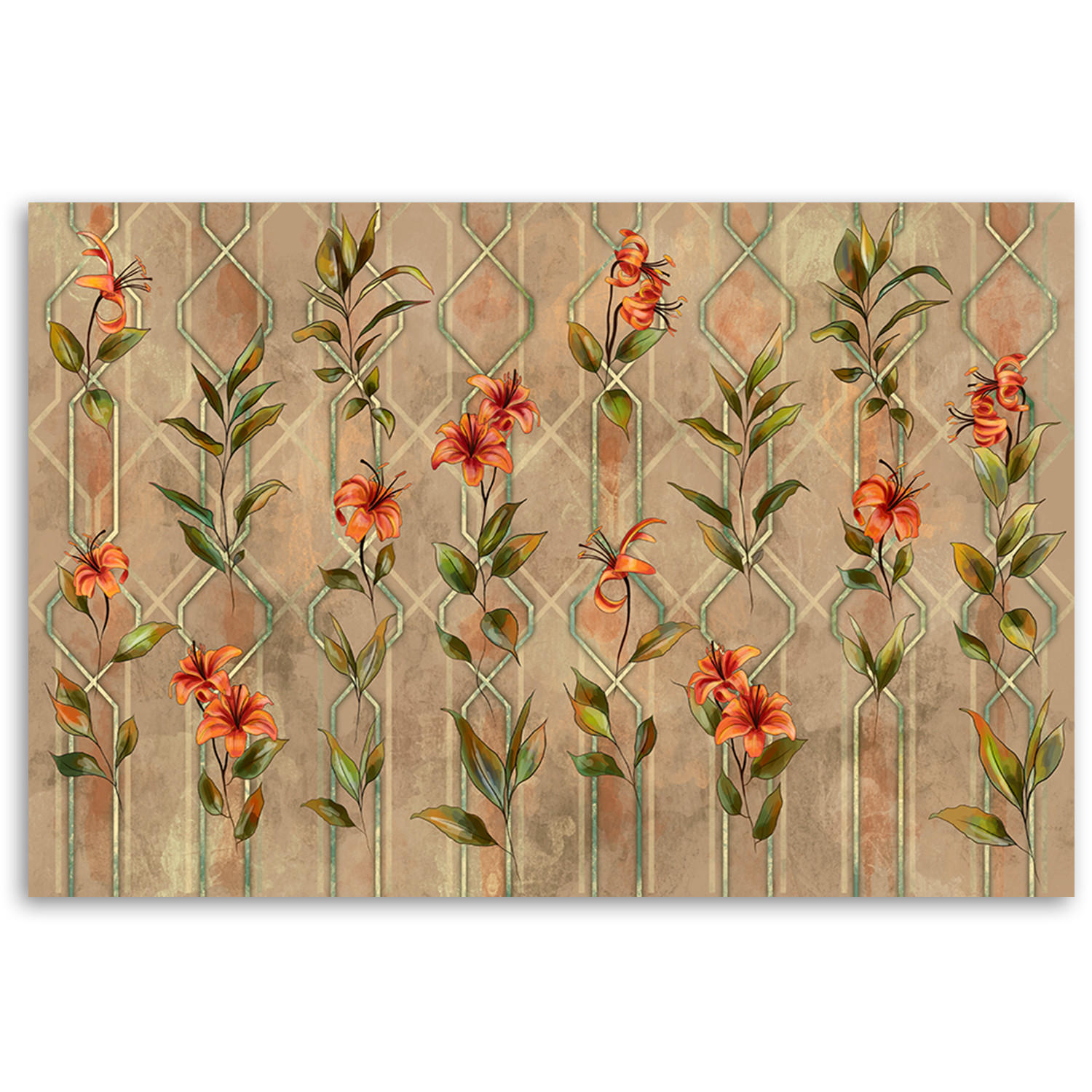 WANDBILD lilia gelbe blume - Orange, Textil (60/40cm) - Feeby