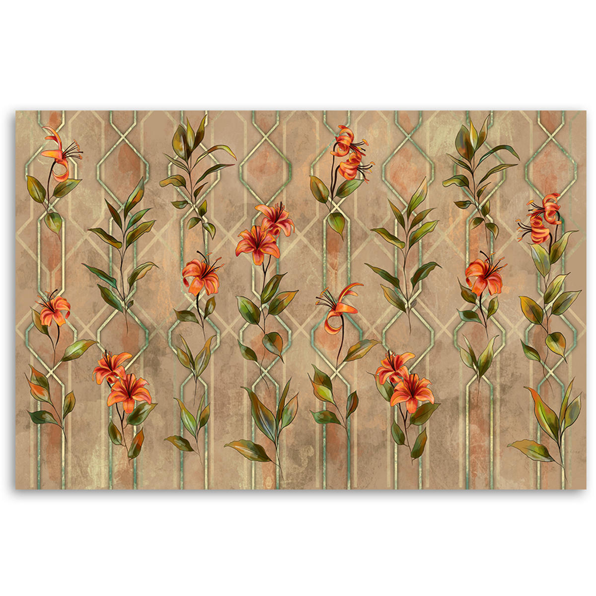 WANDBILD lilia gelbe blume - Orange, Textil (60/40cm) - Feeby