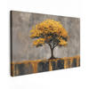 LEINWANDBILD Baum - Blätter - Gold - Abstrakt Gemälde 60x40 cm - Grau, Textil (60/40cm) - MuchoWow