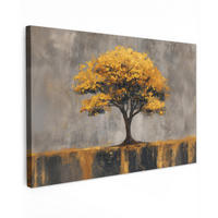 LEINWANDBILD Baum - Blätter - Gold - Abstrakt Wohnzimmer Groß 120x80 cm - Grau, Textil (120/80cm) - MuchoWow