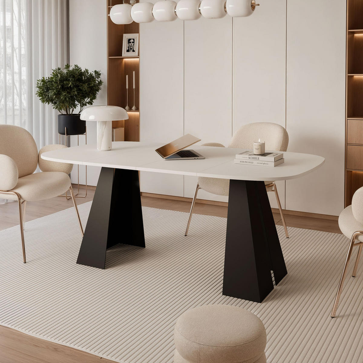 AUSZIEHTISCH ZELO 100/50/76 cm mit Metallgestell, Schwarz / Weiß - Schwarz/Weiß, Holzwerkstoff/Metall (50/100/76cm) - Idohome