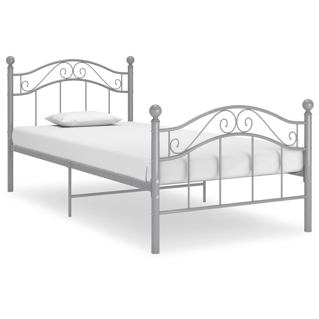 BETT Grau Metall 90x200 cm - Grau, Metall - furnicato
