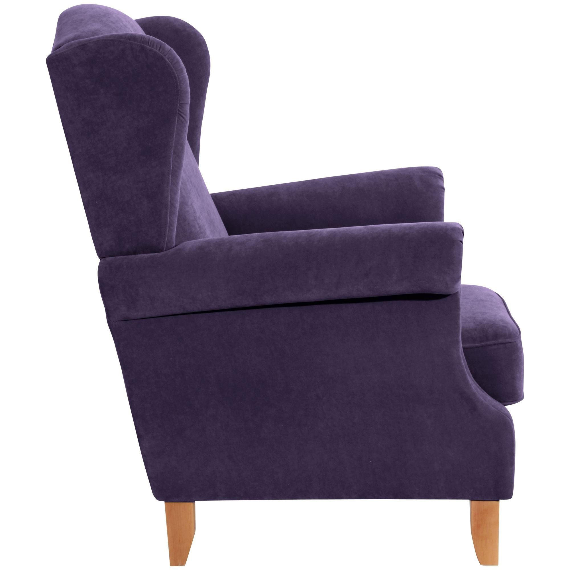 OHRENSESSEL Katria Bezug Veloursstoff Buche natur / violett - Lila, Kunststoff (88/108/84cm) - 58aufmkessel