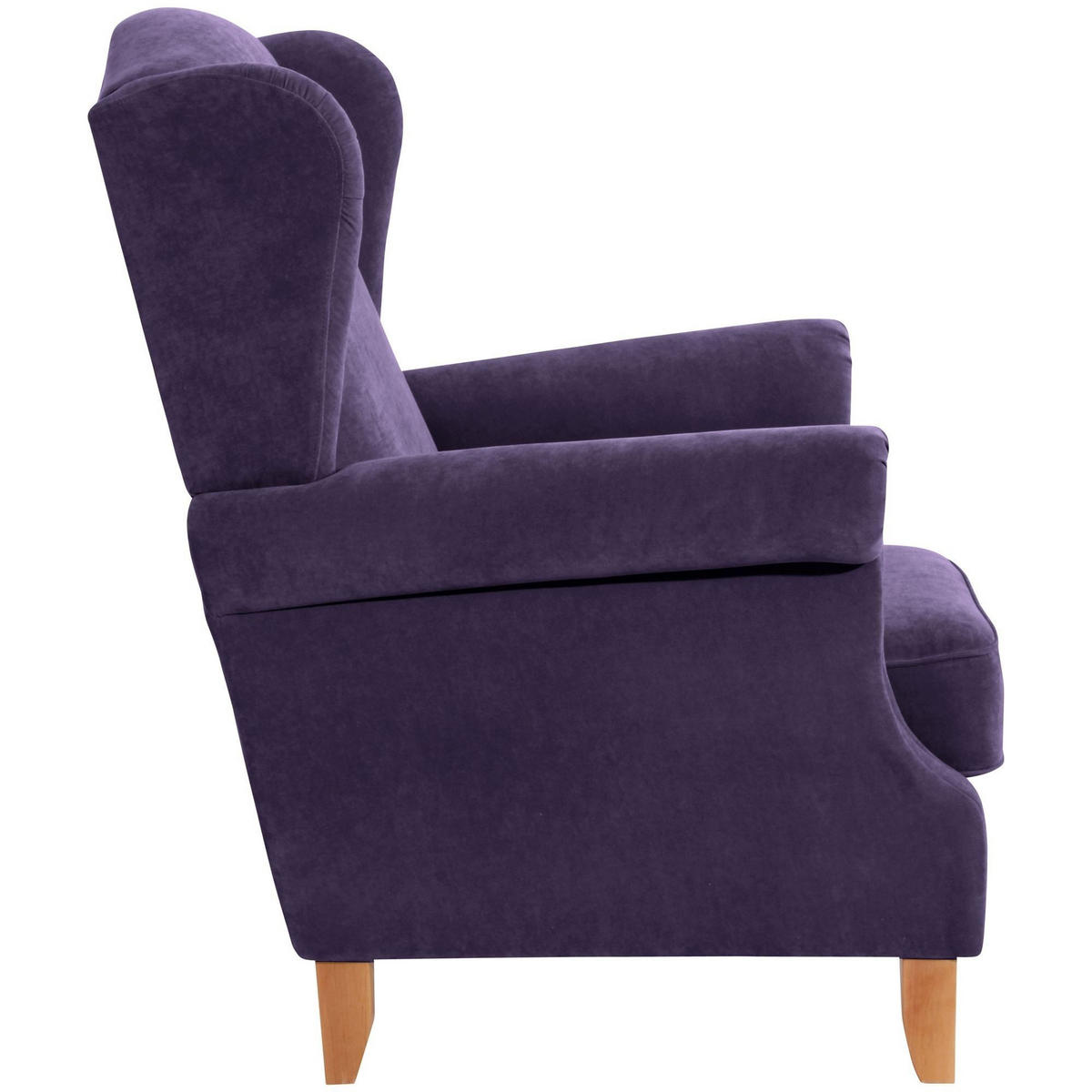 OHRENSESSEL Katria Bezug Veloursstoff Buche natur / violett - Lila, Kunststoff (88/108/84cm) - 58aufmkessel