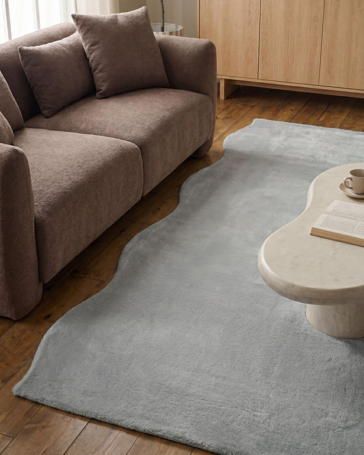 TEPPICH Hellgrau 160/230 cm Dawa - Hellgrau/Grau, Kunststoff (160/230cm) - Beliani