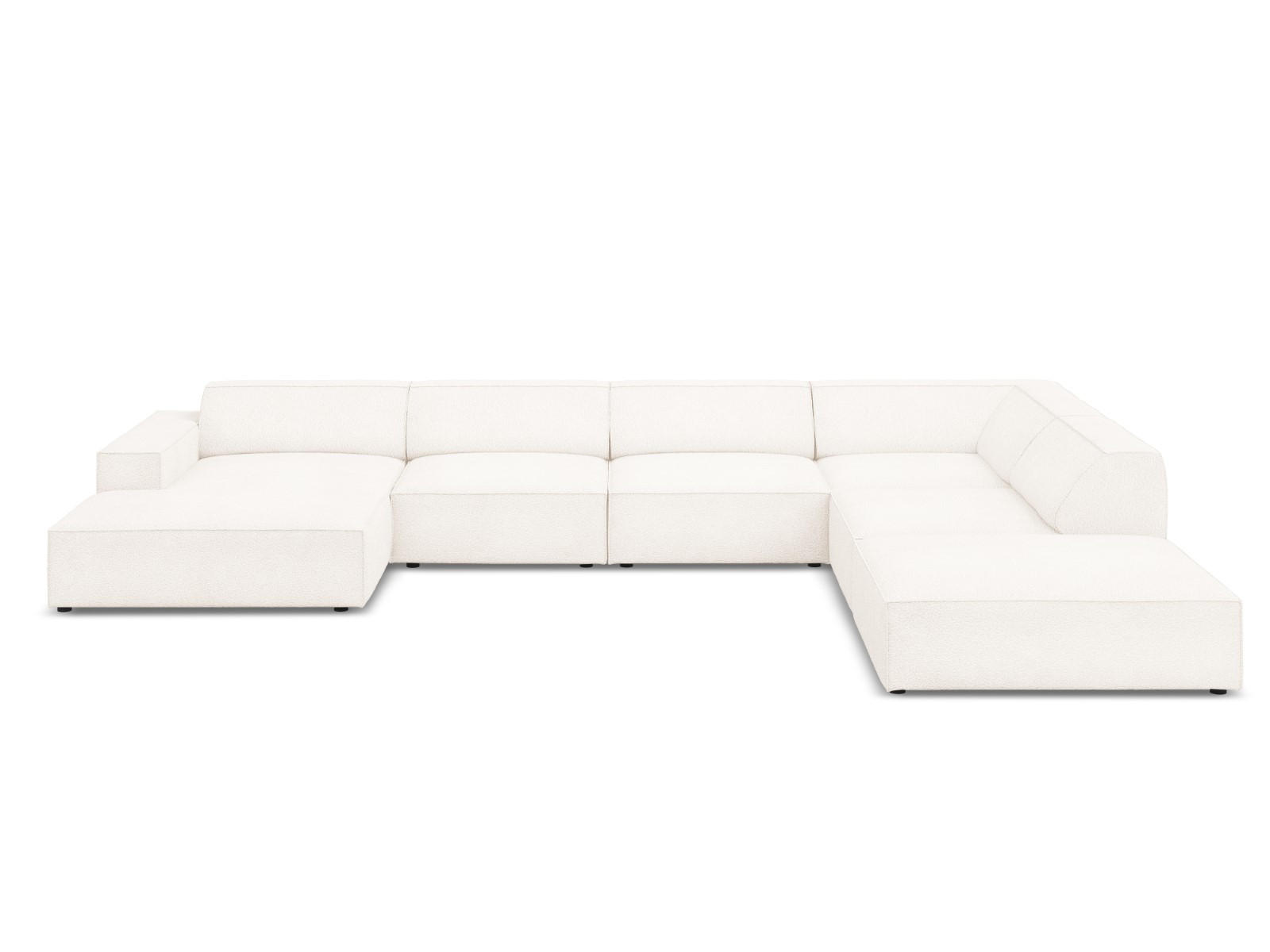 PANORAMASOFA rechts Jodie aus Boucle beige 7 Sitzplätze - Beige, Textil (262/70/364cm) - Micadoni