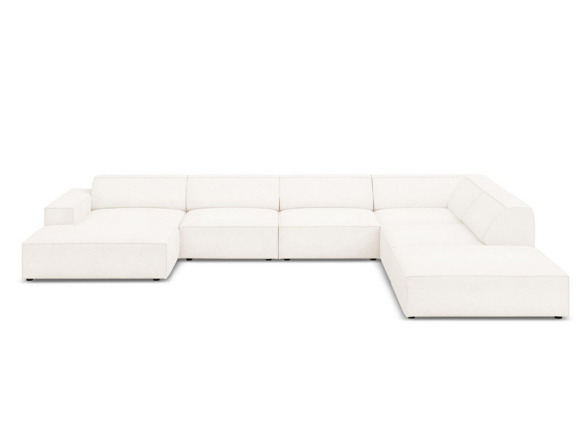 PANORAMASOFA rechts Jodie aus Boucle beige 7 Sitzplätze - Beige, Textil (262/70/364cm) - Micadoni