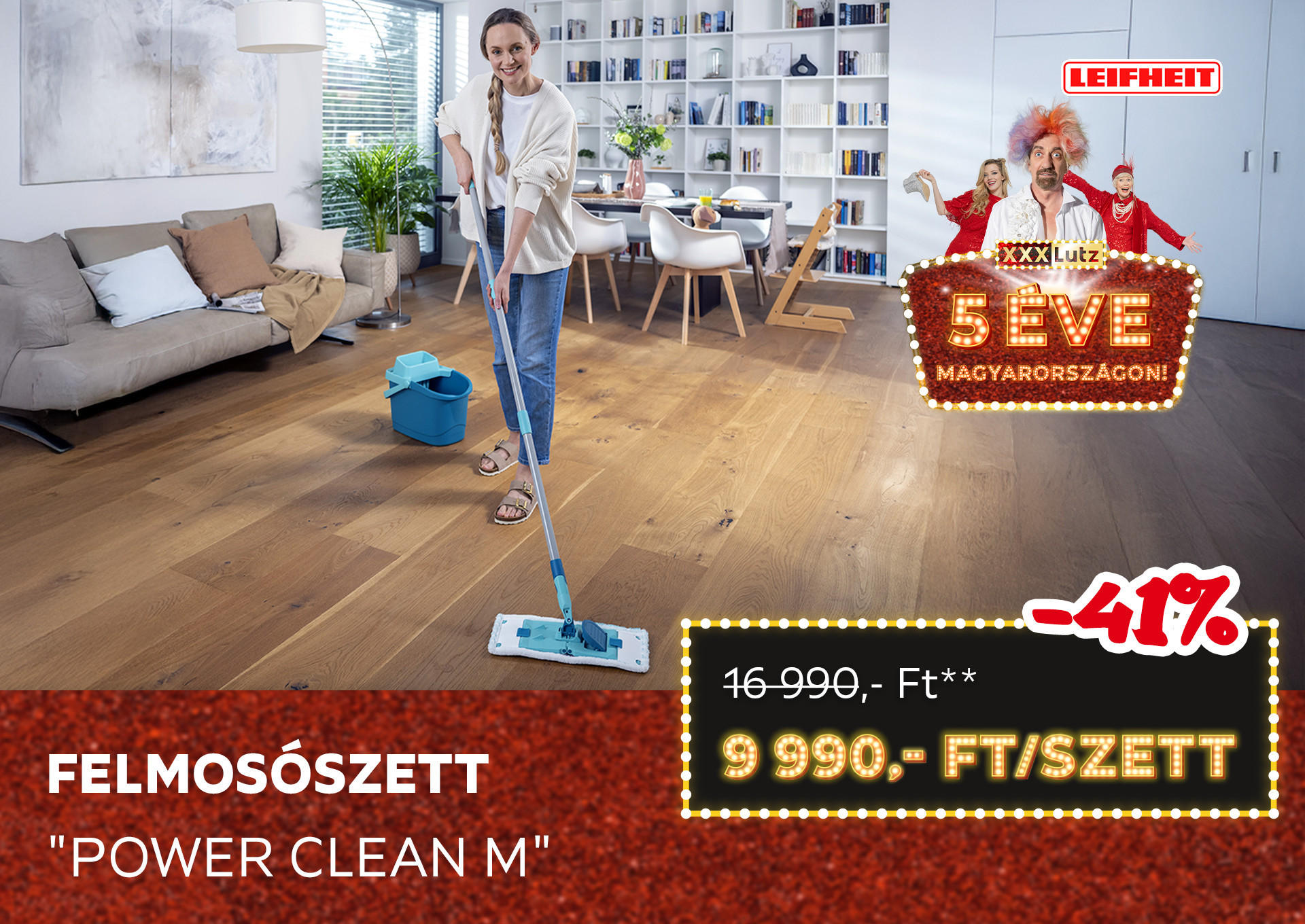 Felmosószett "Power Clean M" Kiemelt termék 16990 Ft.- helyett 9990 Ft.-