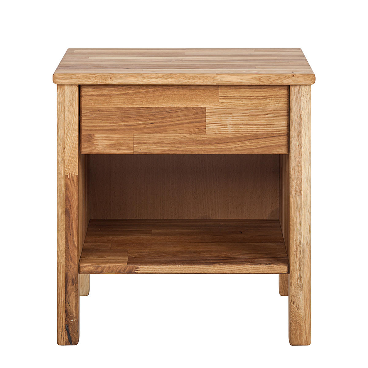 NACHTKOMMODE - Eiche massiv - geölt - Eichefarben, Holz (47/49/37cm) - home24