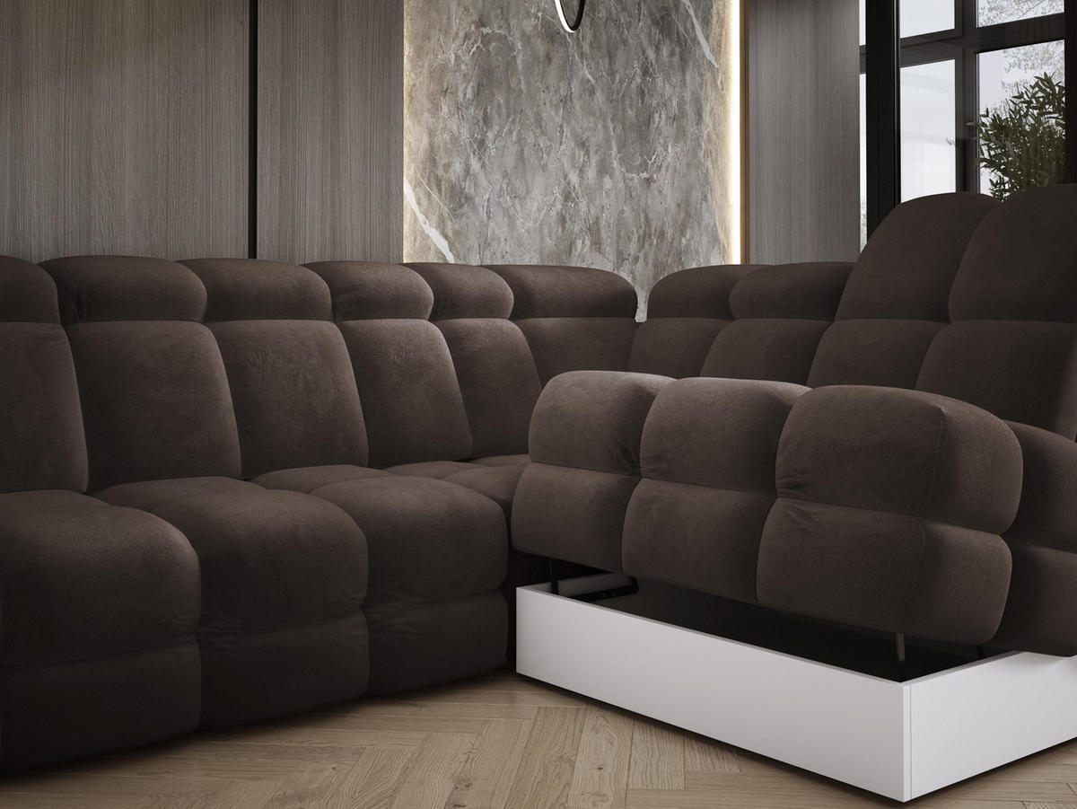 ECKSOFA TOLLO Salvador-stoff L-form 302x217x105 cm grau - Hellgrau, Holz/Textil (217/302cm) - DomoHome