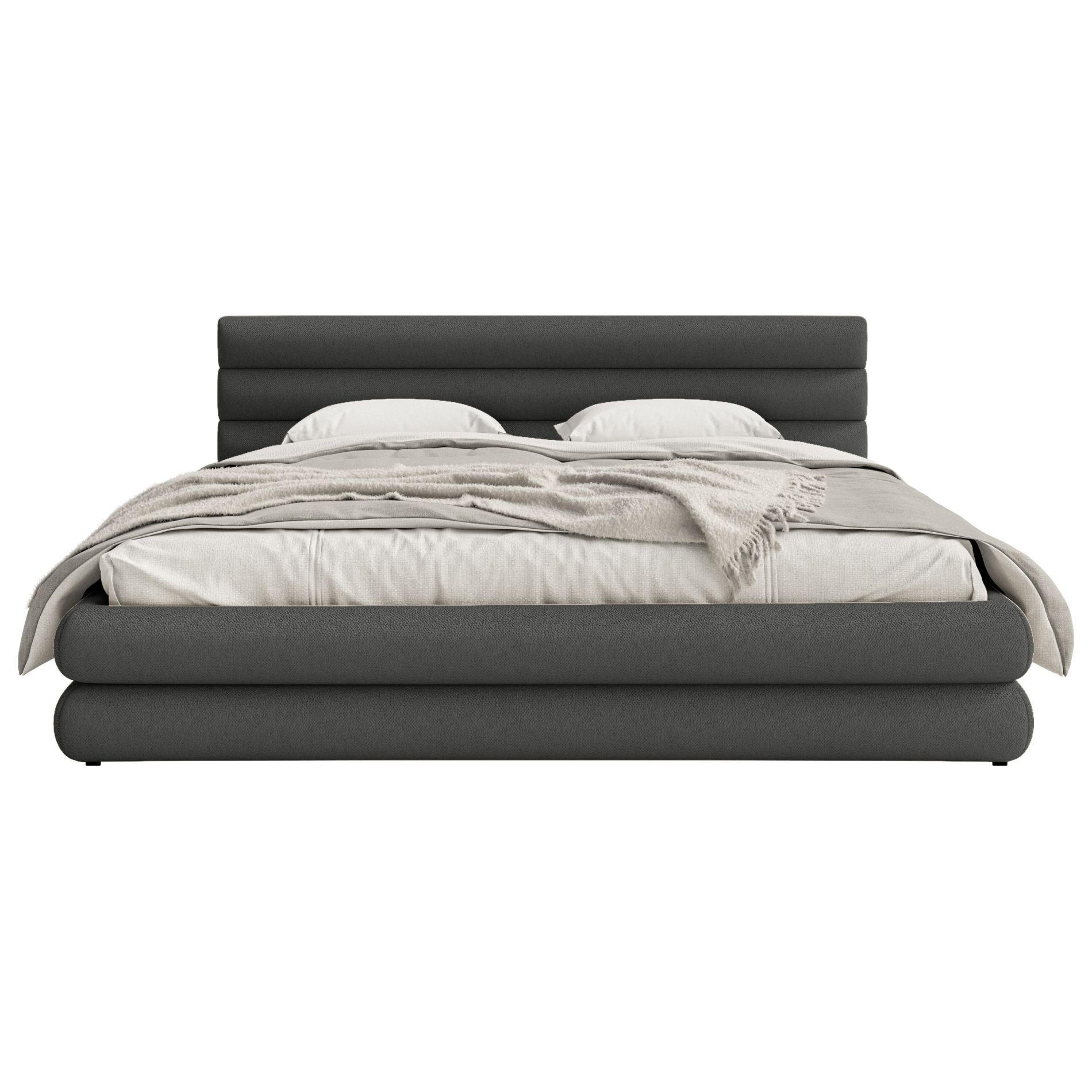 POLSTERBETT Alegre Grafit Chenille 180x200 cm - Schwarz/Graphitfarben, Holz/Textil (180/200cm) - Selsey
