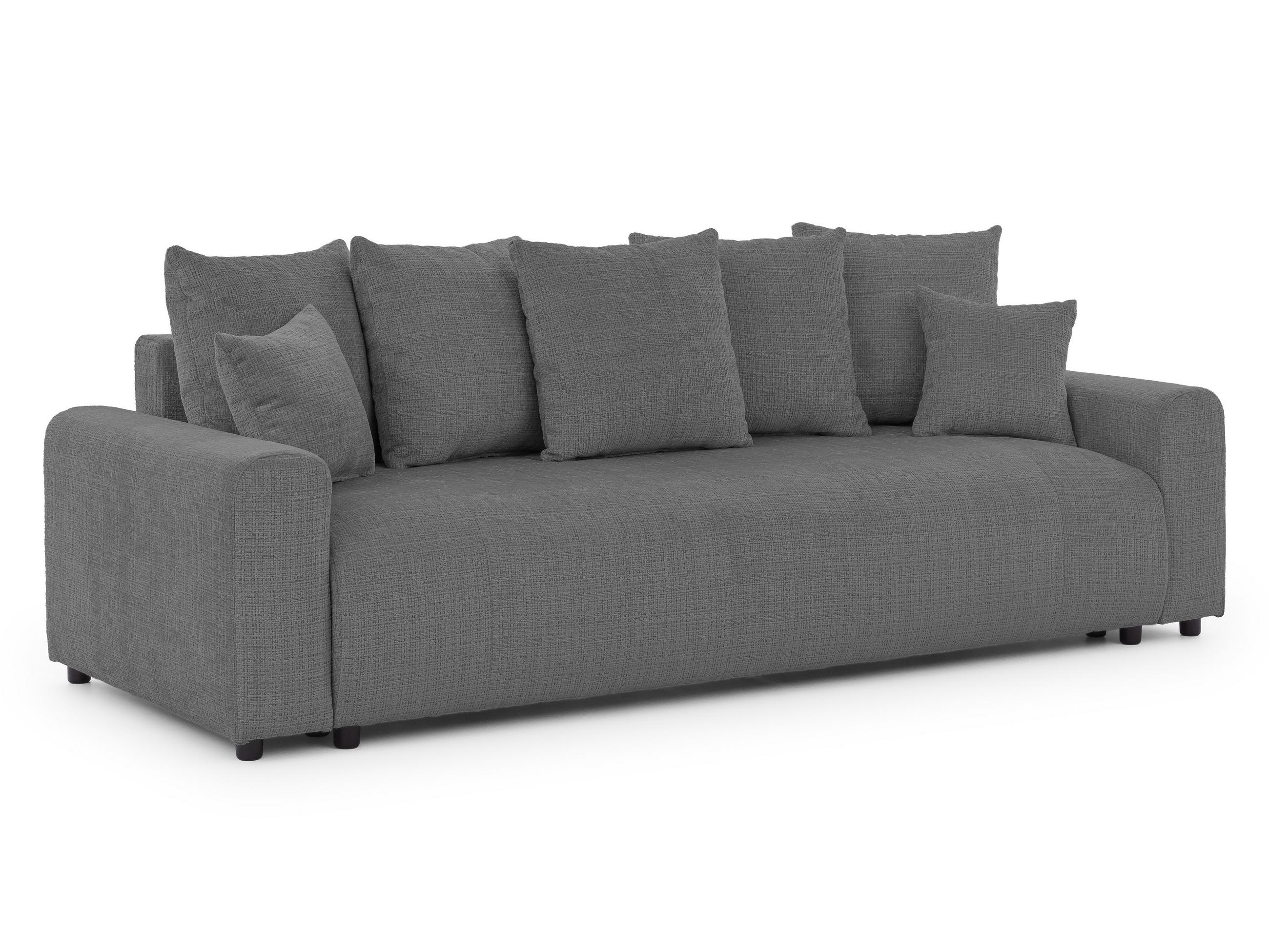 SCHLAFSOFA Calma mit Bettkasten im Bumpy-Design aus weichem Grau Chenille-Stoff - Schwarz/Grau, Holz/Kunststoff (239/88/98cm) - S-Style Möbel