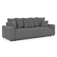 SCHLAFSOFA Calma mit Bettkasten im Bumpy-Design aus weichem Grau Chenille-Stoff - Schwarz/Grau, Holz/Kunststoff (239/88/98cm) - S-Style Möbel