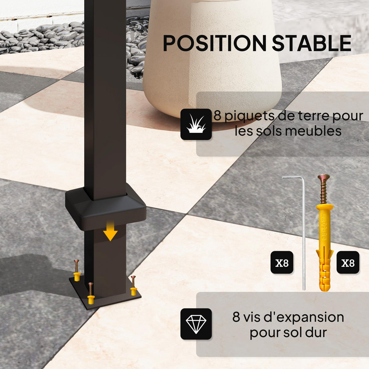 PAVILLON DE-12658 244/184/258 cm Doppeldach mit 2 Regalen Schwarz - Schwarz, Metall (467.36/655.32/619.76cm) - ComfortXL