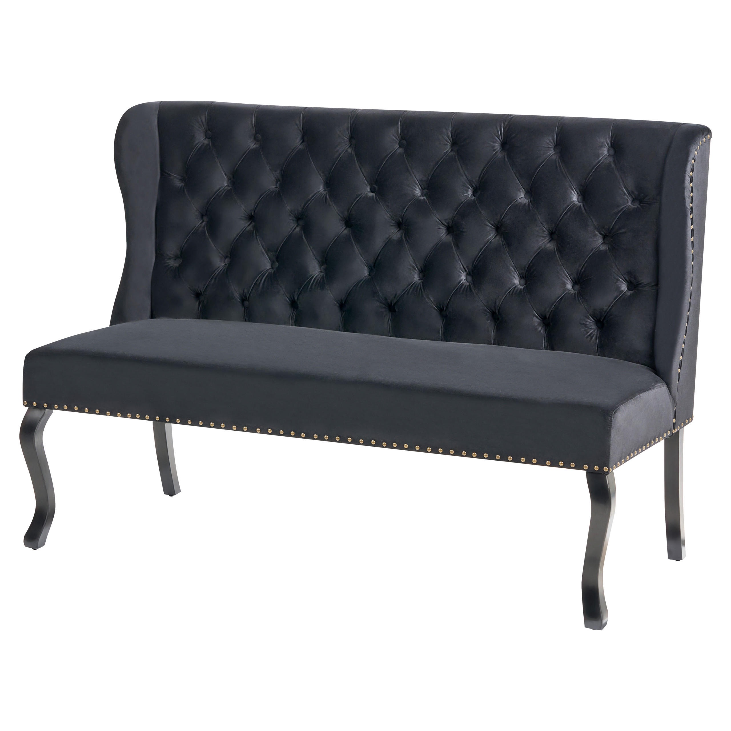 2-SITZER-KÜCHENSOFA Samtstoff schwarz Torsby - Schwarz, Textil (154/106/63cm) - Beliani