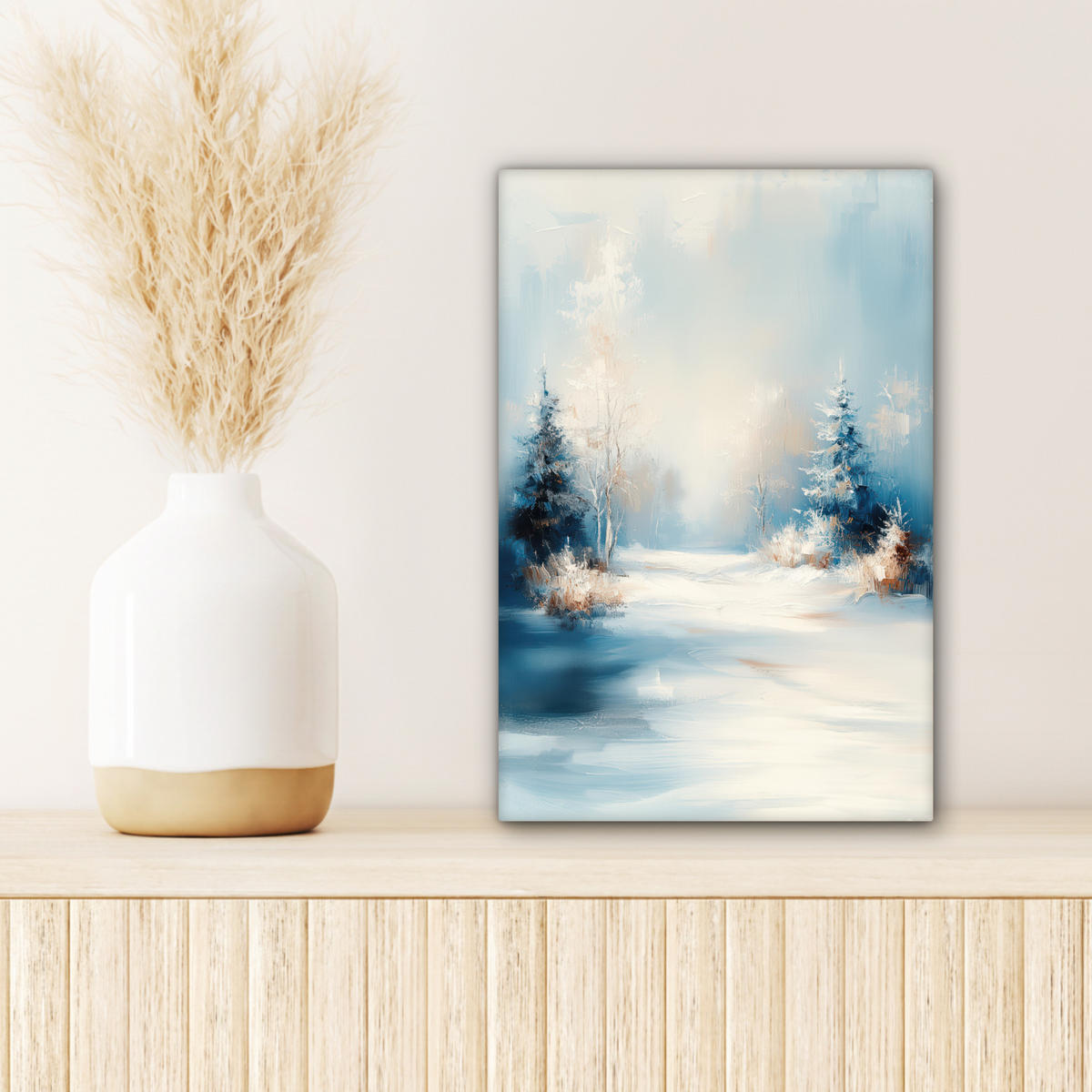LEINWANDBILD Wald - Winter - Natur - Abstrakt - Schnee 20x30 cm - Weiß, Textil (20/30cm) - MuchoWow