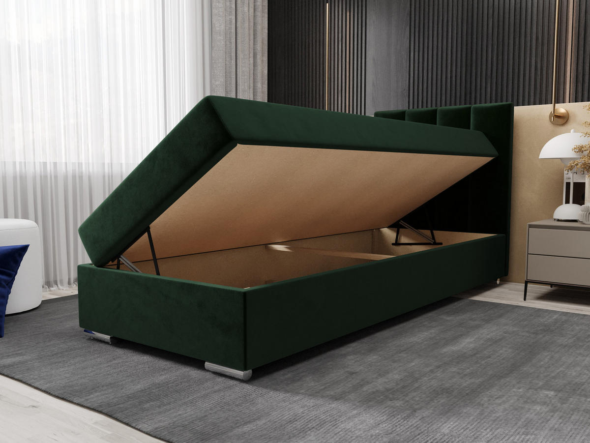 BOXBETT ZILANO 2 mit Matratze H3 und Topper 80x200 Itaka 10 - Grün, Holz/Textil (80/200cm) - Bedante