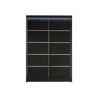 SCHWEBETÜRENSCHRANK Lino IV mit RGB LED Beleuchtung - Schwarz, Holzwerkstoff/Metall (120/200/58cm) - MIRJAN24