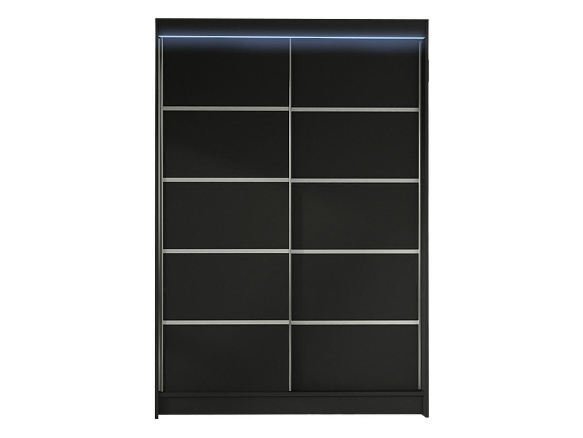 SCHWEBETÜRENSCHRANK Lino IV mit RGB LED Beleuchtung - Schwarz, Holzwerkstoff/Metall (120/200/58cm) - MIRJAN24