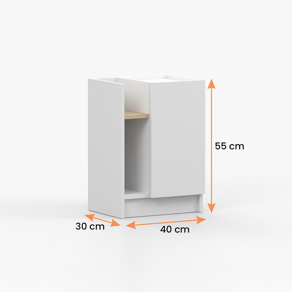 NACHTISCH rechts Sevilla - Weiß, Holzwerkstoff (40/55/30cm)