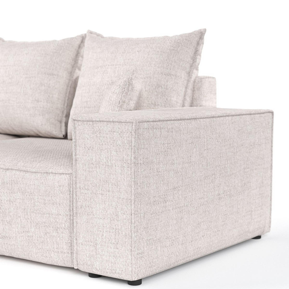 ECKSOFA SENSO mit Schlaffunktion Hellbeige im Neve Stoff - Sandfarben/Schwarz, Holz/Holzwerkstoff (255/148cm) - AltaBeds