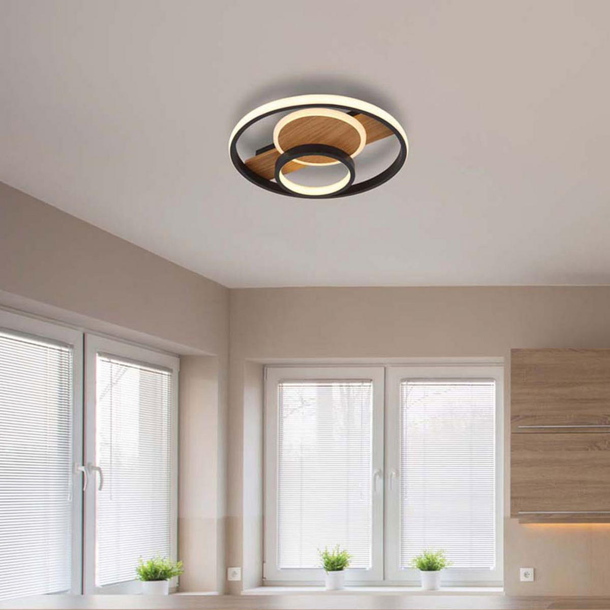 LED DECKENLEUCHTE Metall Braun mit Kristallen - Braun, Metall (34.5/34.5/6cm) - Globo Lighting