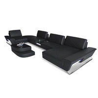 WOHNLANDSCHAFT Bari U - Schwarz, Leder (456/89/243cm) - Sofa Dreams