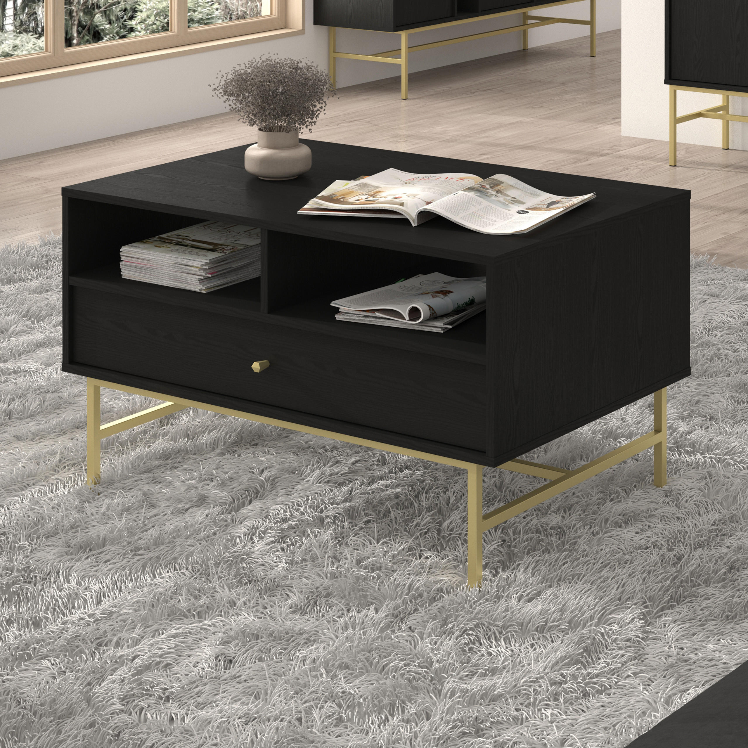COUCHTISCH TORINO 100,2/62,5/65 cm Graphitfarben - Graphitfarben, Holzwerkstoff (65/100.2/62.5cm) - MASSENO