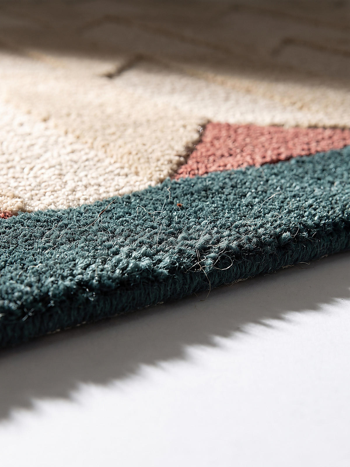 WOLLTEPPICH handgetuftet DARENT, Wabenmuster, Petrol, 200 x 290 cm - Türkis, Textil (200/290cm) - KADIMA DESIGN